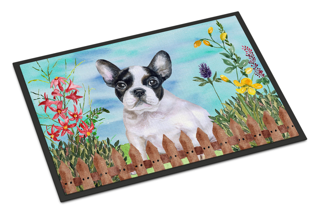 Caroline's Treasures French Bulldog Black White Spring Doormat - 24x36 Decorative Floor Mat – Indoor/Outdoor Rug with Artistic Flair CK1272JMAT