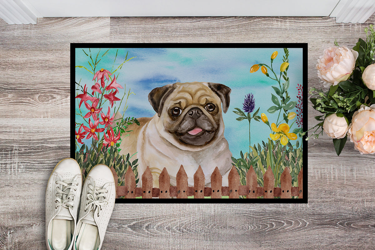 Caroline's Treasures Fawn Pug Spring Doormat - 24x36 Decorative Floor Mat – Indoor/Outdoor Rug with Artistic Flair CK1280JMAT