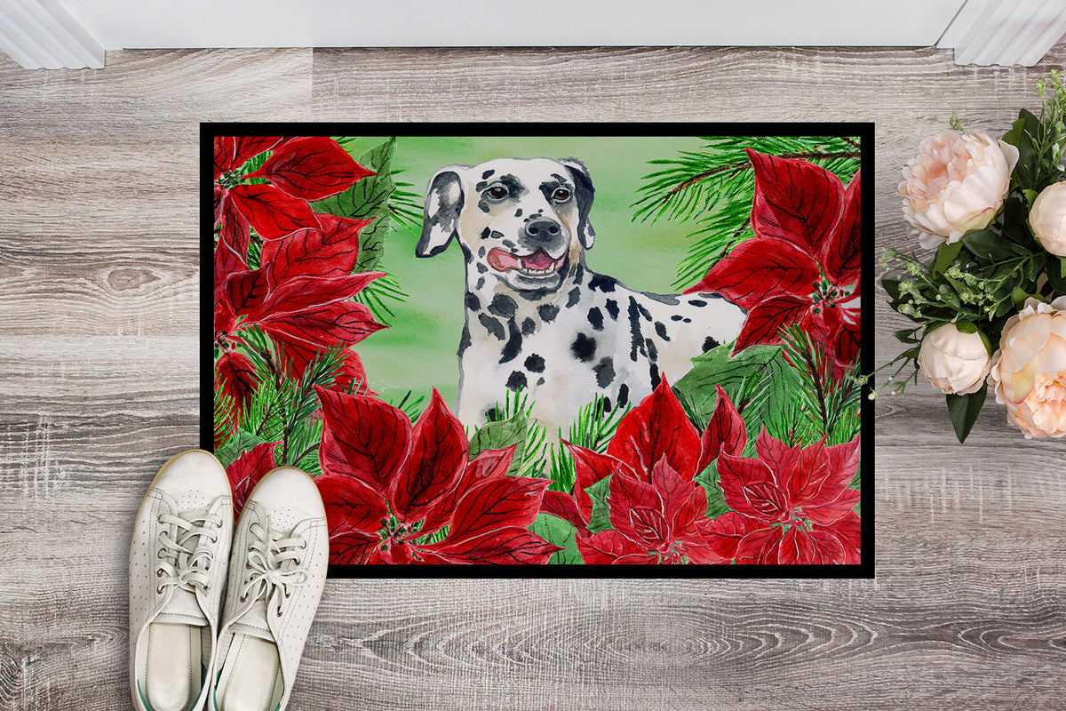 Caroline's Treasures Dalmatian Poinsettas Doormat - 24x36 Decorative Floor Mat – Indoor/Outdoor Rug with Artistic Flair CK1301JMAT