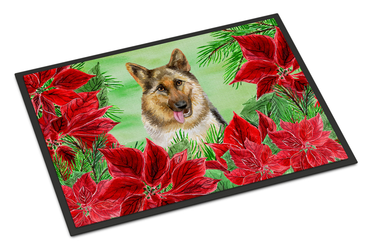 Caroline's Treasures German Shepherd Poinsettas Doormat - 24x36 Decorative Floor Mat – Indoor/Outdoor Rug with Artistic Flair CK1302JMAT