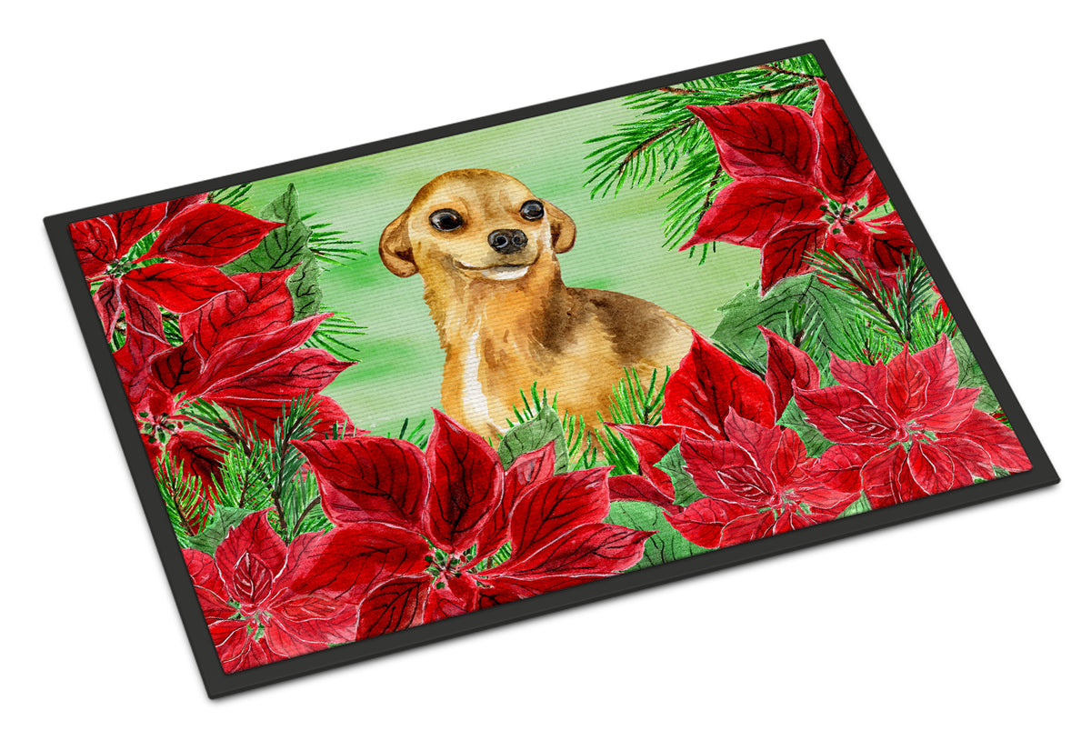 Caroline's Treasures Chihuahua Poinsettas Doormat - 24x36 Decorative Floor Mat – Indoor/Outdoor Rug with Artistic Flair CK1306JMAT