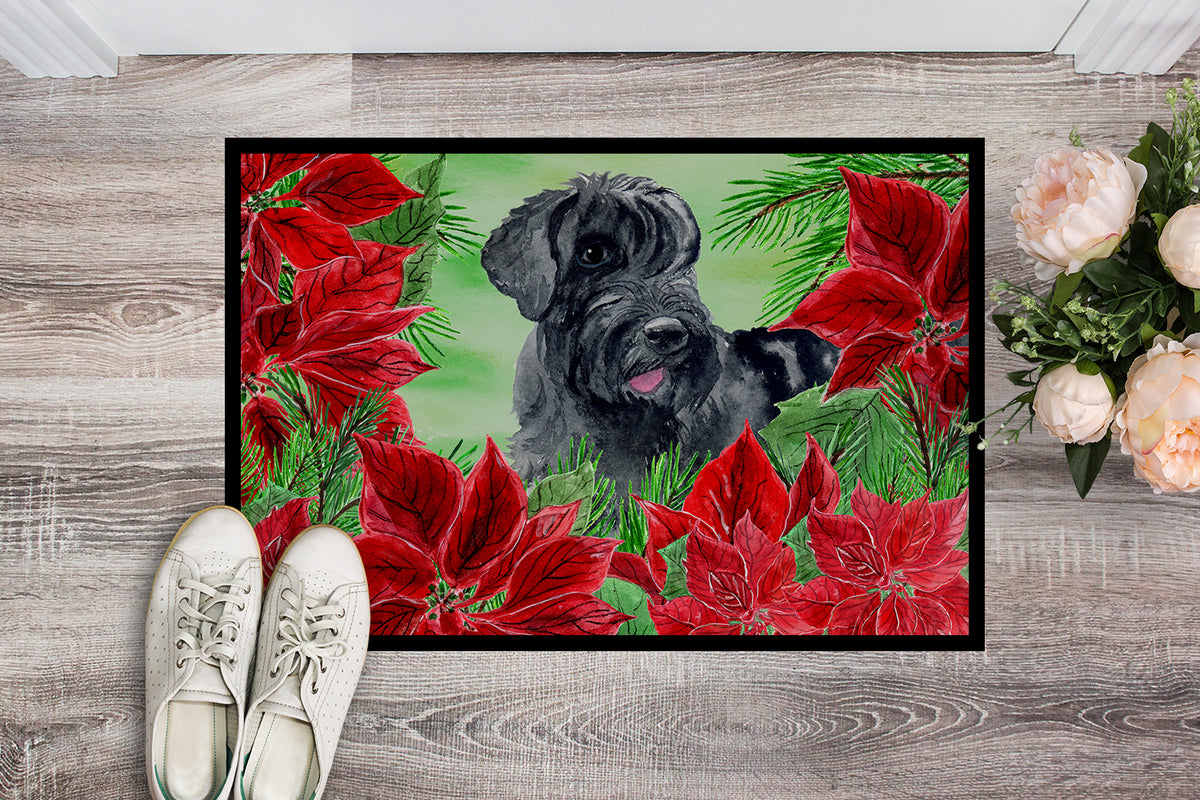 Caroline's Treasures Giant Schnauzer Poinsettas Doormat - 24x36 Decorative Floor Mat – Indoor/Outdoor Rug with Artistic Flair CK1308JMAT