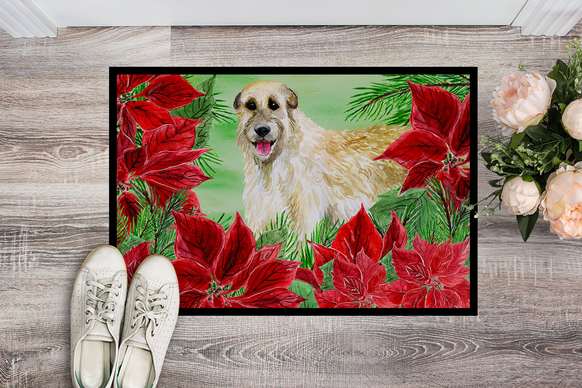 Caroline's Treasures Irish Wolfhound Poinsettas Doormat - 24x36 Decorative Floor Mat – Indoor/Outdoor Rug with Artistic Flair CK1318JMAT