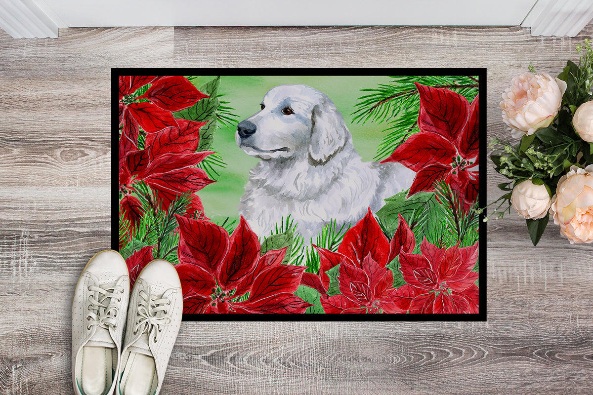 Caroline's Treasures Maremma Sheepdog Poinsettas Doormat - 24x36 Decorative Floor Mat – Indoor/Outdoor Rug with Artistic Flair CK1323JMAT
