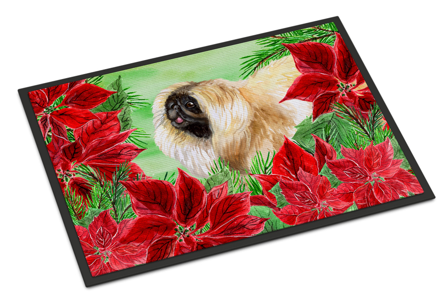 Caroline's Treasures Pekingese Poinsettas Doormat - 24x36 Decorative Floor Mat – Indoor/Outdoor Rug with Artistic Flair CK1329JMAT