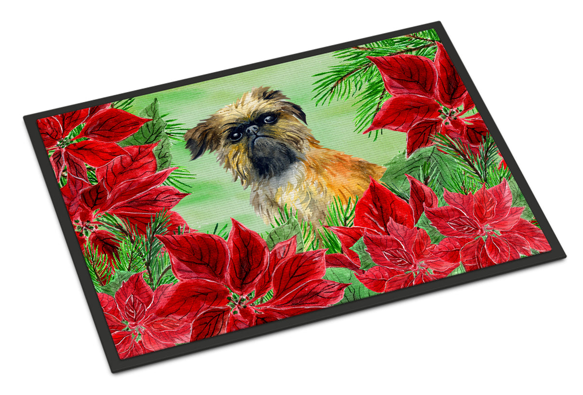 Caroline's Treasures Brussels Griffon Poinsettas Doormat - 24x36 Decorative Floor Mat – Indoor/Outdoor Rug with Artistic Flair CK1335JMAT