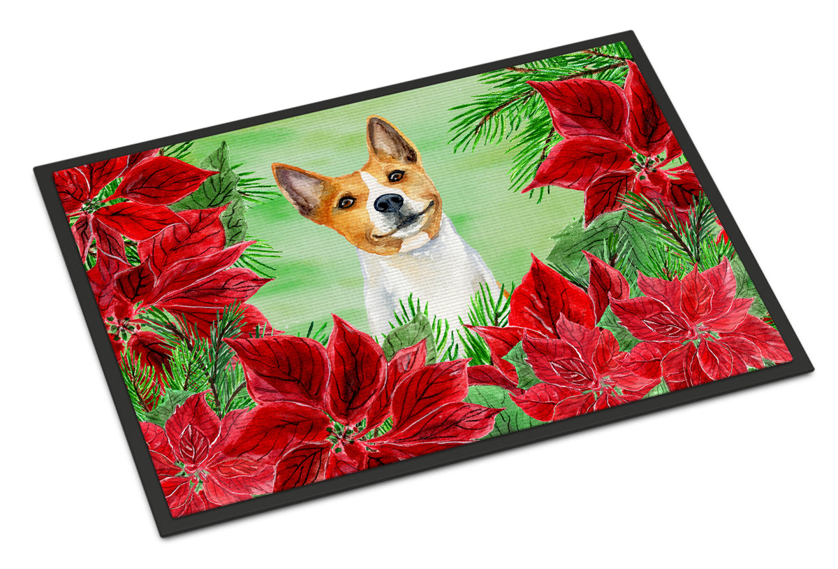 Caroline's Treasures Basenji Poinsettas Doormat - 24x36 Decorative Floor Mat – Indoor/Outdoor Rug with Artistic Flair CK1340JMAT