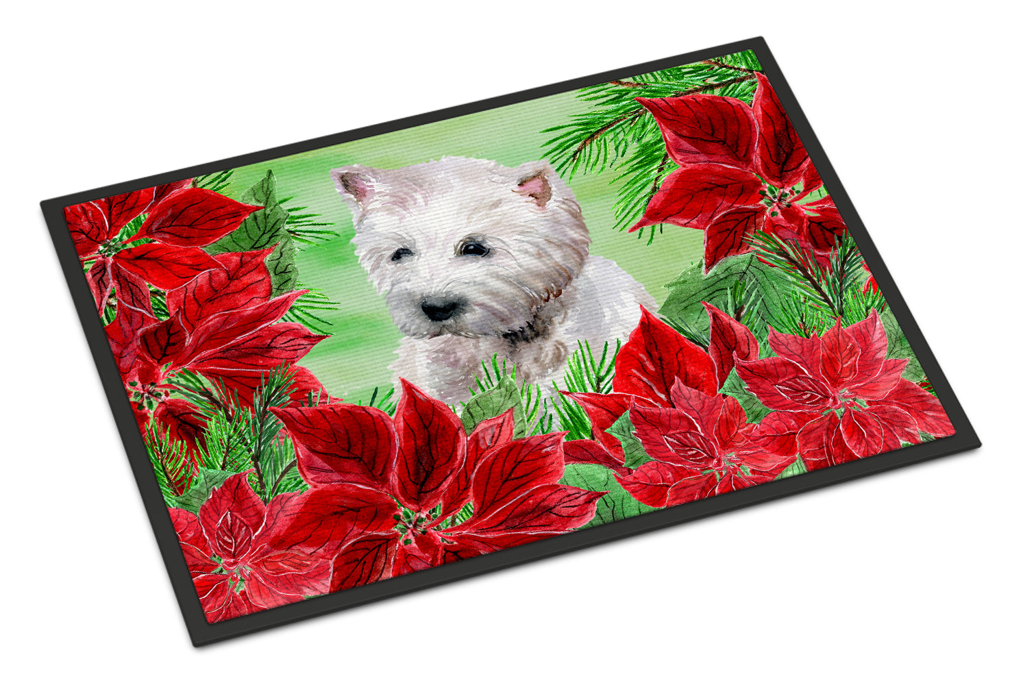 Caroline's Treasures Westie Poinsettas Doormat - 24x36 Decorative Floor Mat – Indoor/Outdoor Rug with Artistic Flair CK1349JMAT