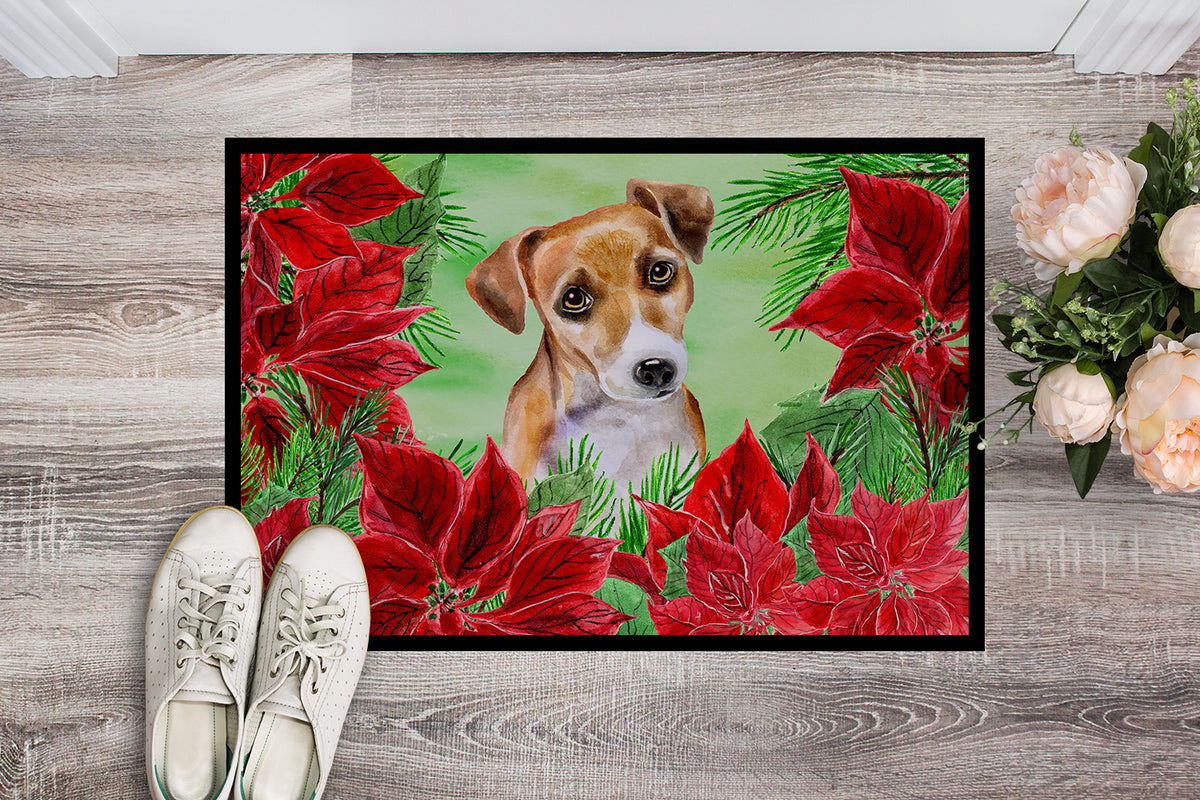 Caroline's Treasures Jack Russell Terrier #2 Poinsettas Doormat - 24x36 Decorative Floor Mat – Indoor/Outdoor Rug with Artistic Flair CK1360JMAT