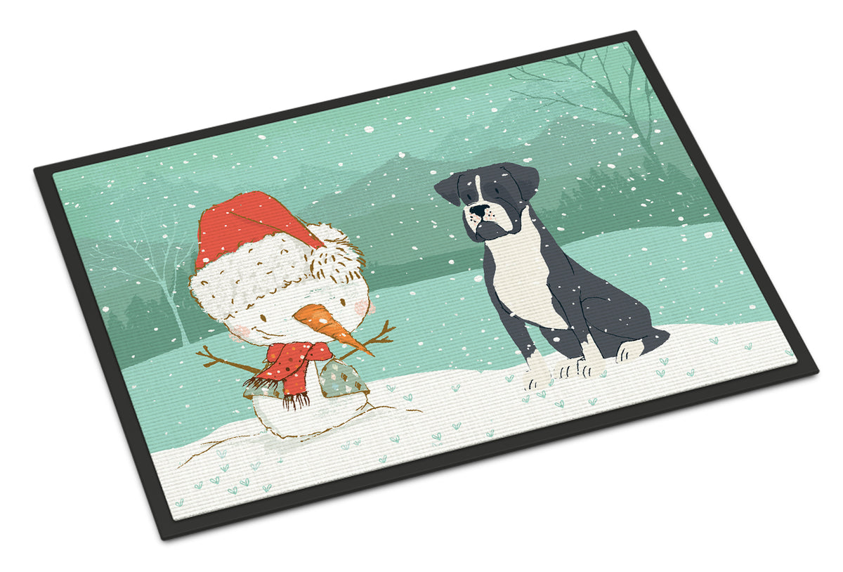 Caroline's Treasures Black Boxer and Snowman Christmas Doormat - 24x36 Decorative Floor Mat – Indoor/Outdoor Rug with Artistic Flair CK2035JMAT