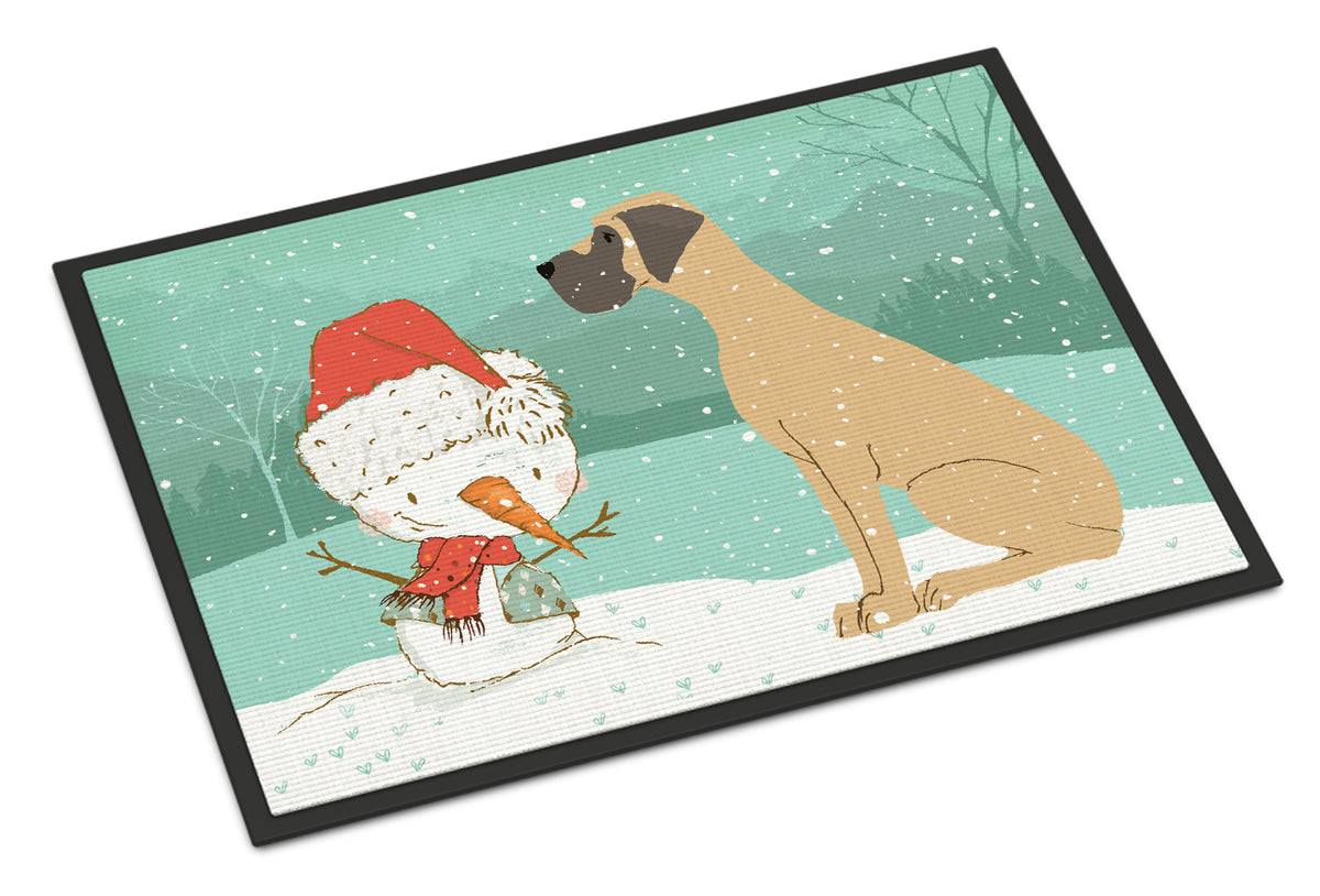 Caroline's Treasures Fawn Natural Great Dane Snowman Christmas Doormat - 24x36 Decorative Floor Mat – Indoor/Outdoor Rug with Artistic Flair CK2040JMAT