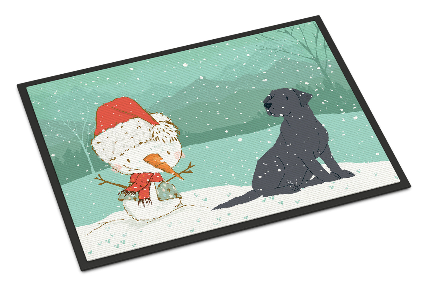Caroline's Treasures Black Labrador Snowman Christmas Doormat - 24x36 Decorative Floor Mat – Indoor/Outdoor Rug with Artistic Flair CK2047JMAT