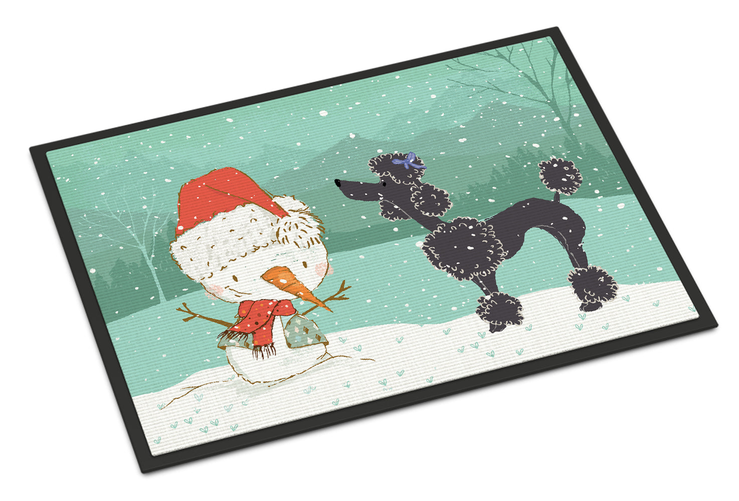 Caroline's Treasures Black Poodle Snowman Christmas Doormat - 24x36 Decorative Floor Mat – Indoor/Outdoor Rug with Artistic Flair CK2064JMAT