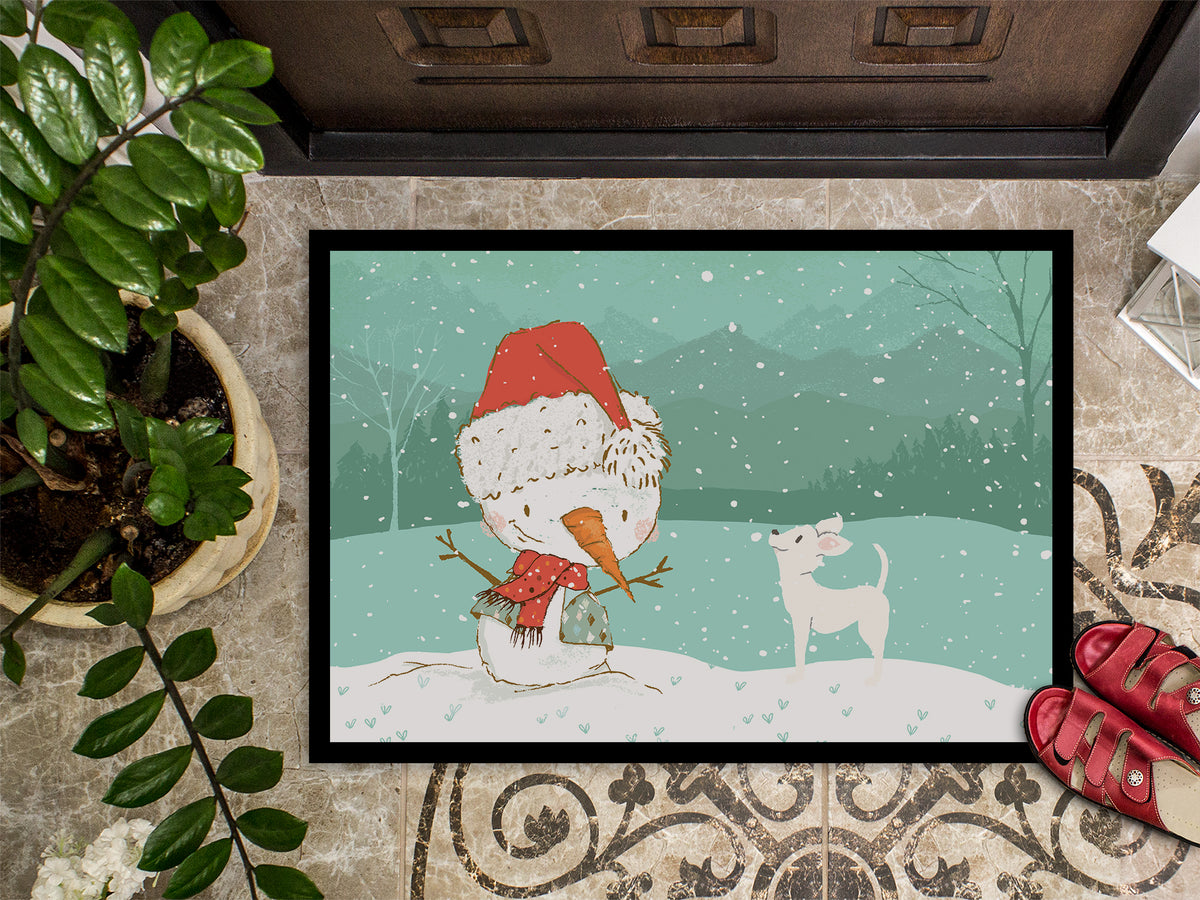 Caroline's Treasures White Chihuahua Snowman Christmas Doormat - 24x36 Decorative Floor Mat – Indoor/Outdoor Rug with Artistic Flair CK2082JMAT