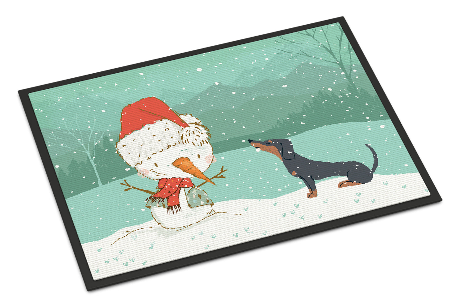 Caroline's Treasures Black Tan Dachshund Snowman Christmas Doormat - 24x36 Decorative Floor Mat – Indoor/Outdoor Rug with Artistic Flair CK2083JMAT