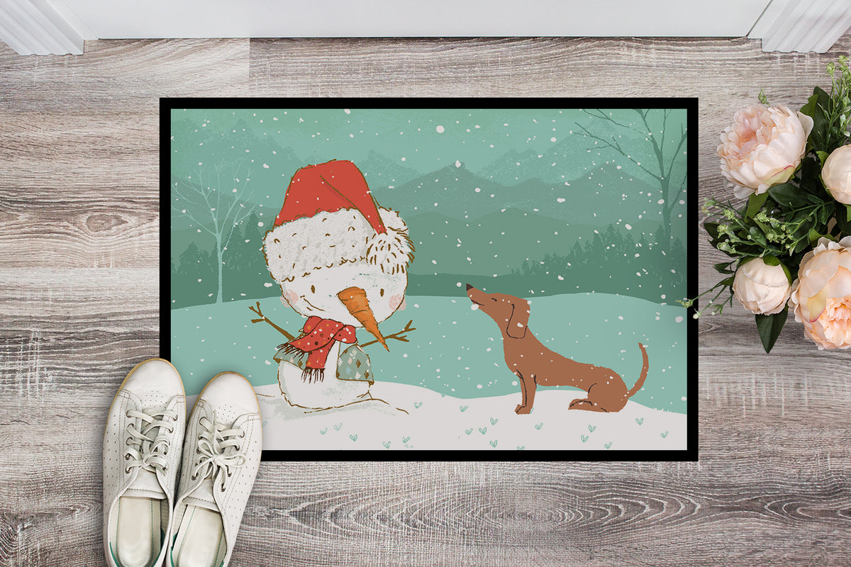 Caroline's Treasures Red Dachshund Snowman Christmas Doormat - 24x36 Decorative Floor Mat – Indoor/Outdoor Rug with Artistic Flair CK2084JMAT