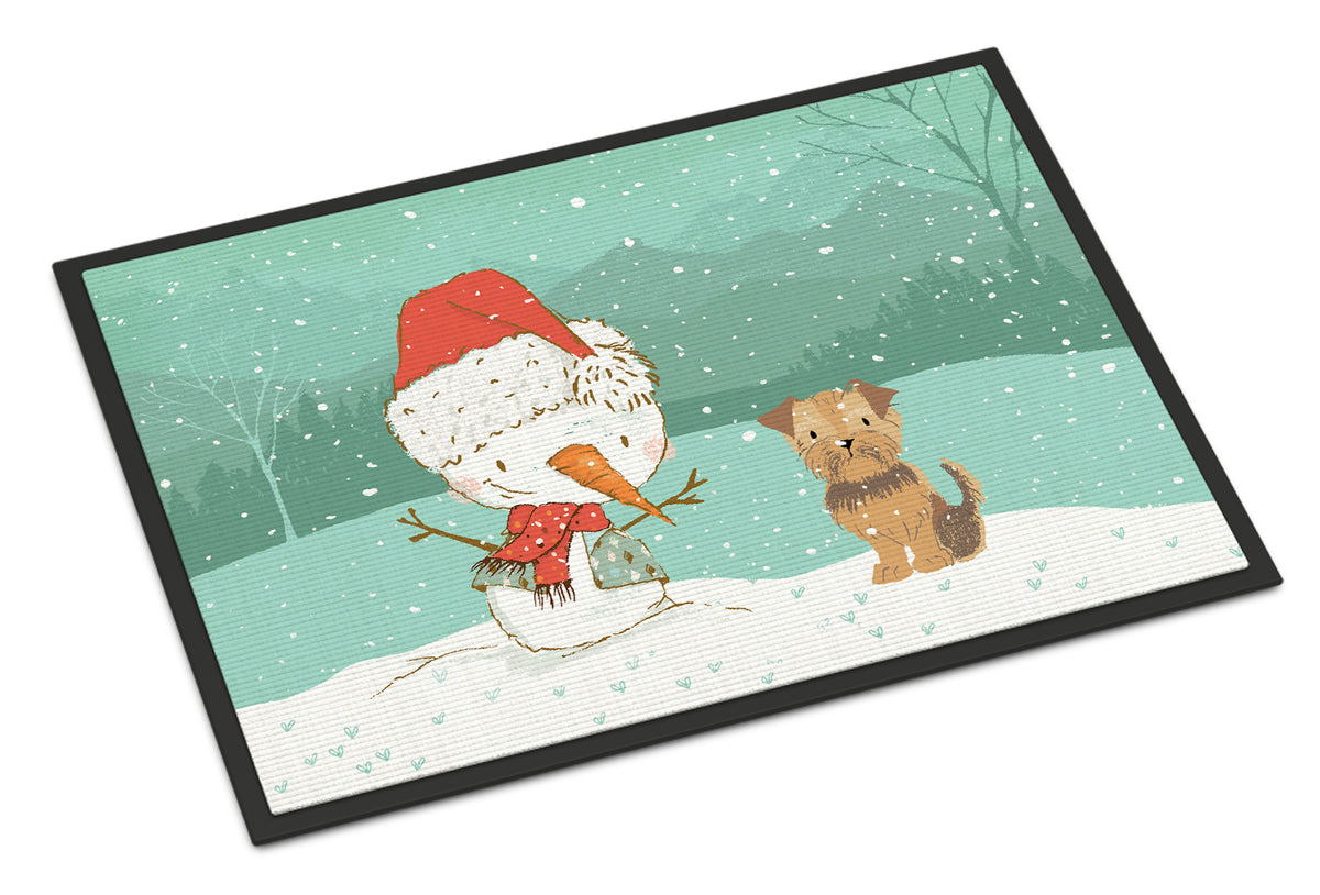 Caroline's Treasures Yorkie Natural Ears Snowman Christmas Doormat - 24x36 Decorative Floor Mat – Indoor/Outdoor Rug with Artistic Flair CK2099JMAT