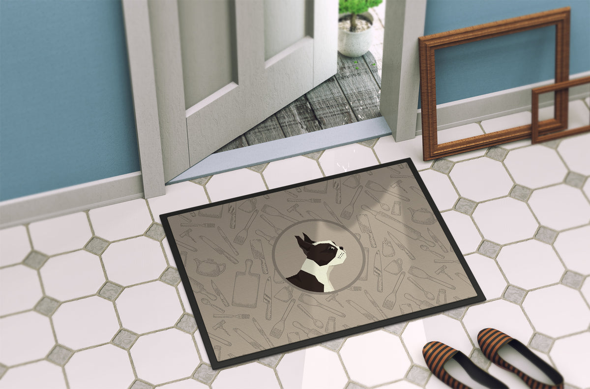 Caroline's Treasures Boston Terrier In the Kitchen Doormat - 24x36 Decorative Floor Mat – Indoor/Outdoor Rug with Artistic Flair CK2172JMAT