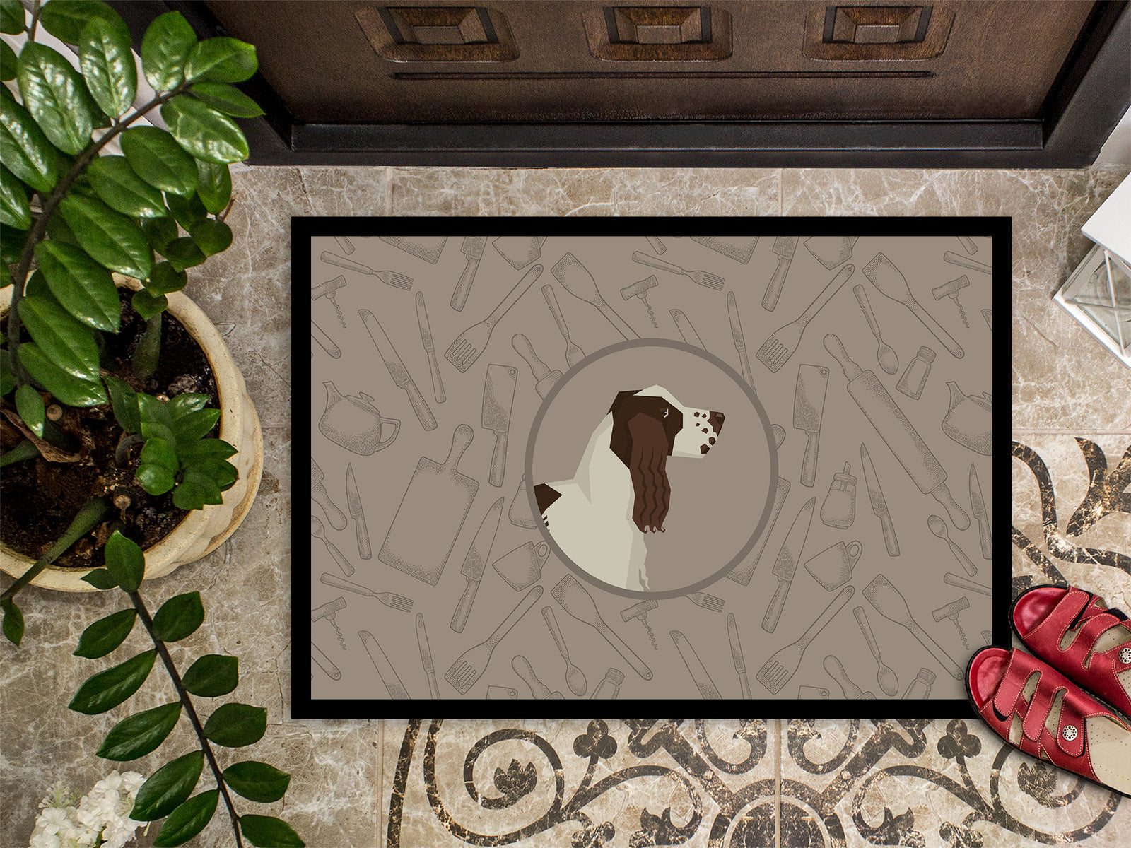 Caroline's Treasures English Springer Spaniel In the Kitchen Doormat - 24x36 Decorative Floor Mat – Indoor/Outdoor Rug with Artistic Flair CK2184JMAT