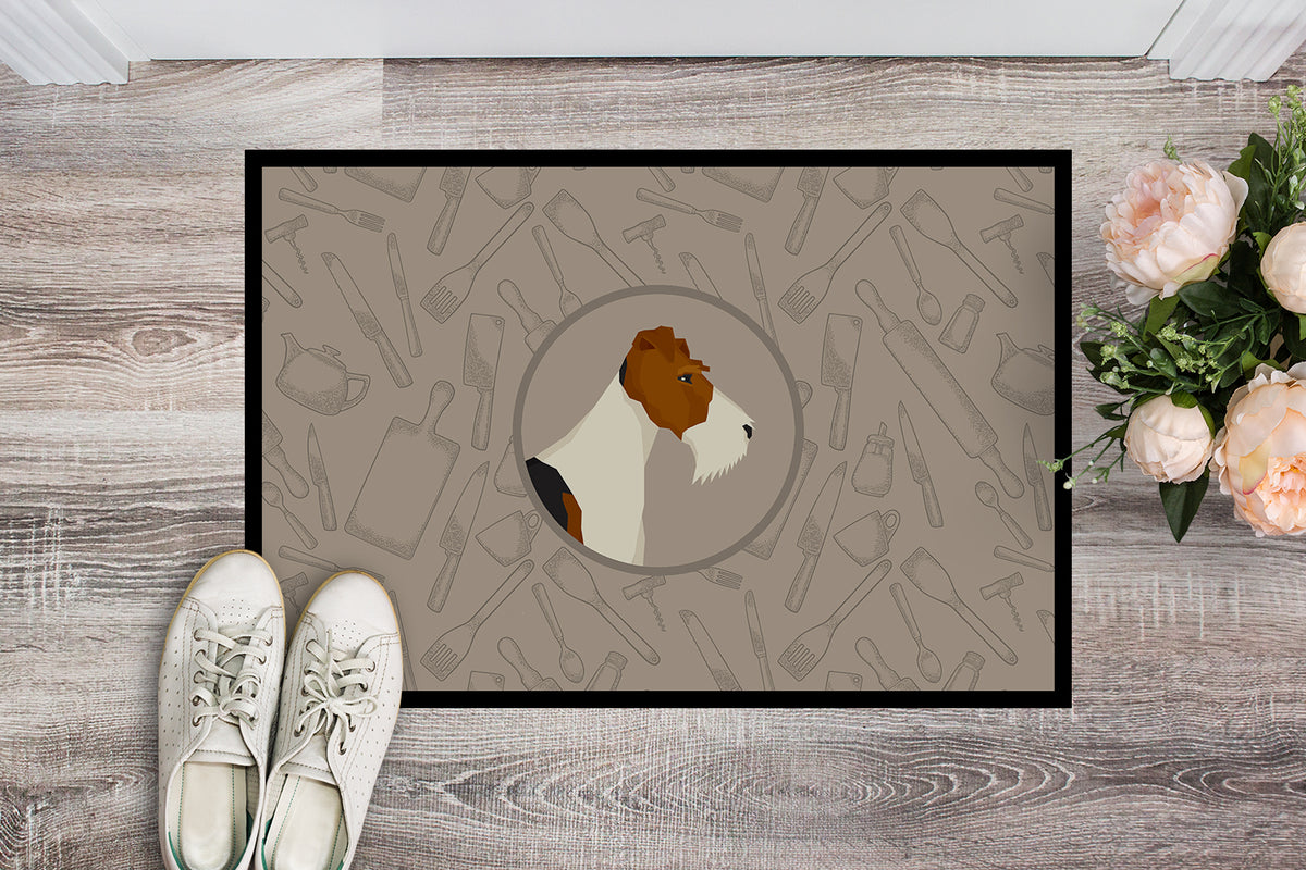 Caroline's Treasures Fox Terrier In the Kitchen Doormat - 24x36 Decorative Floor Mat – Indoor/Outdoor Rug with Artistic Flair CK2185JMAT