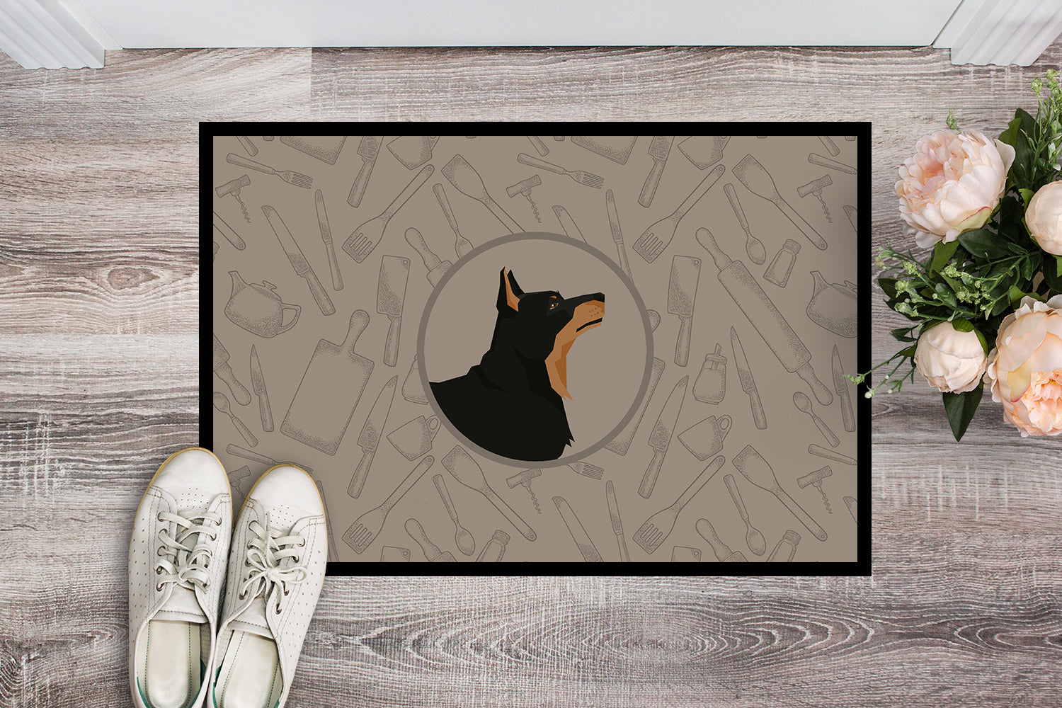 Caroline's Treasures Lancashire Terrier In the Kitchen Doormat - 24x36 Decorative Floor Mat – Indoor/Outdoor Rug with Artistic Flair CK2197JMAT