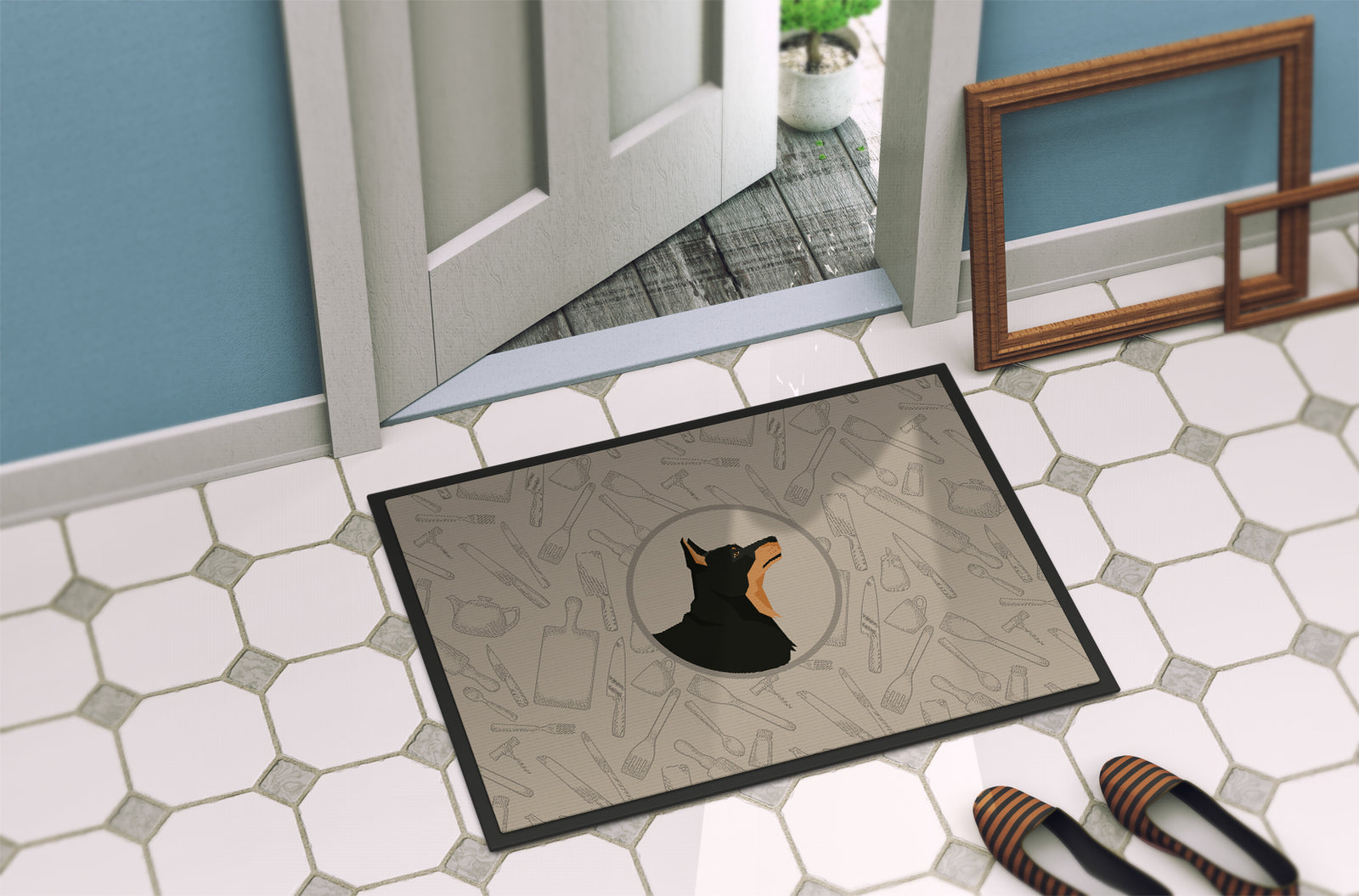 Caroline's Treasures Lancashire Terrier In the Kitchen Doormat - 24x36 Decorative Floor Mat – Indoor/Outdoor Rug with Artistic Flair CK2197JMAT