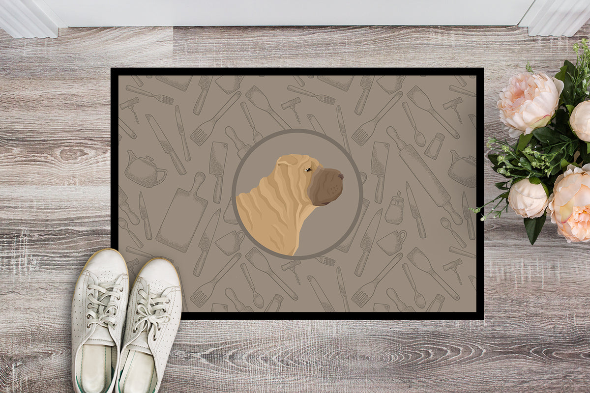 Caroline's Treasures Shar Pei In the Kitchen Doormat - 24x36 Decorative Floor Mat – Indoor/Outdoor Rug with Artistic Flair CK2209JMAT
