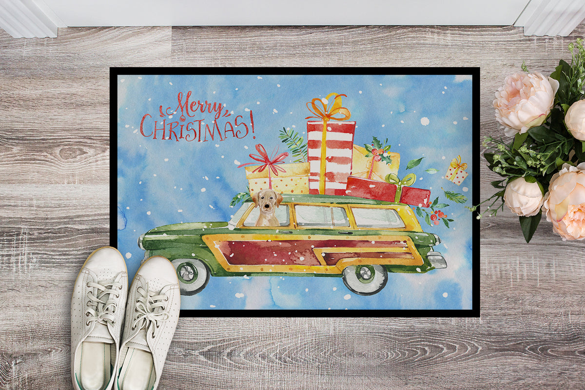 Caroline's Treasures Merry Christmas Yellow Labrador Retriever Doormat - 24x36 Decorative Floor Mat – Indoor/Outdoor Rug with Artistic Flair CK2439JMAT