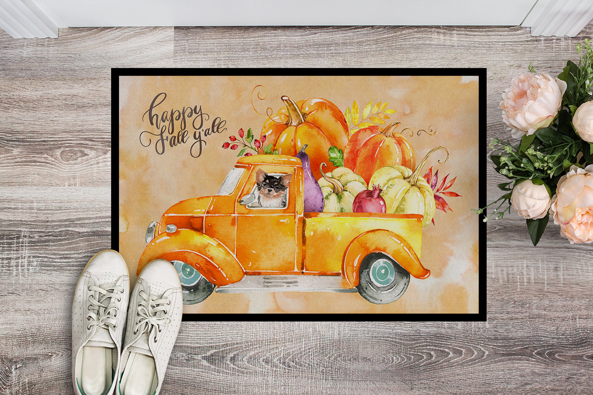 Caroline's Treasures Fall Harvest Long Haired Chihuahua Doormat - 24x36 Decorative Floor Mat – Indoor/Outdoor Rug with Artistic Flair CK2672JMAT