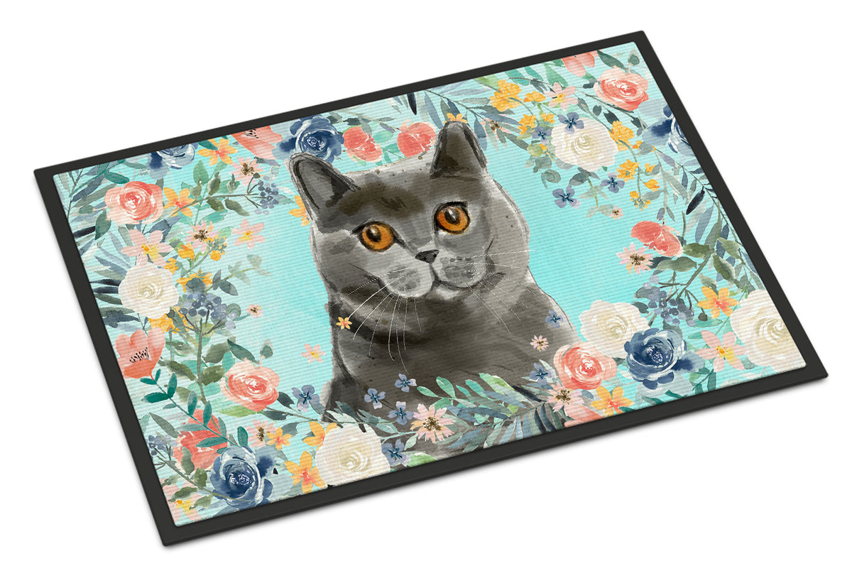 Caroline's Treasures British Shorthair Spring Flowers Doormat - 24x36 Decorative Floor Mat – Indoor/Outdoor Rug with Artistic Flair CK3392JMAT