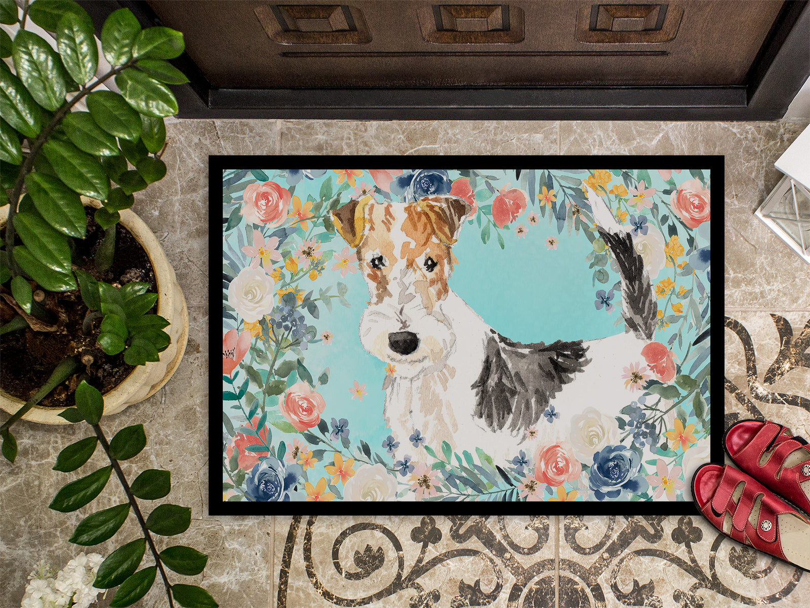 Caroline's Treasures Fox Terrier Doormat - 24x36 Decorative Floor Mat – Indoor/Outdoor Rug with Artistic Flair CK3402JMAT