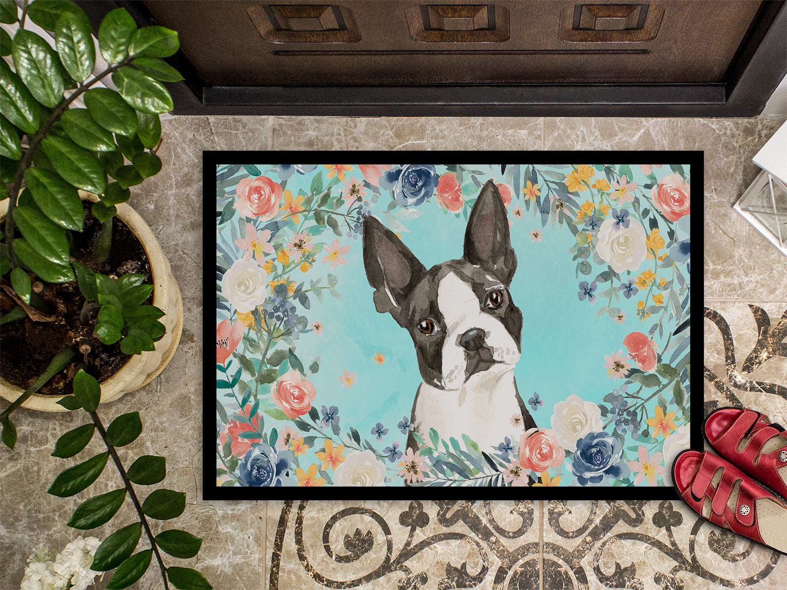 Caroline's Treasures Boston Terrier Doormat - 24x36 Decorative Floor Mat – Indoor/Outdoor Rug with Artistic Flair CK3433JMAT