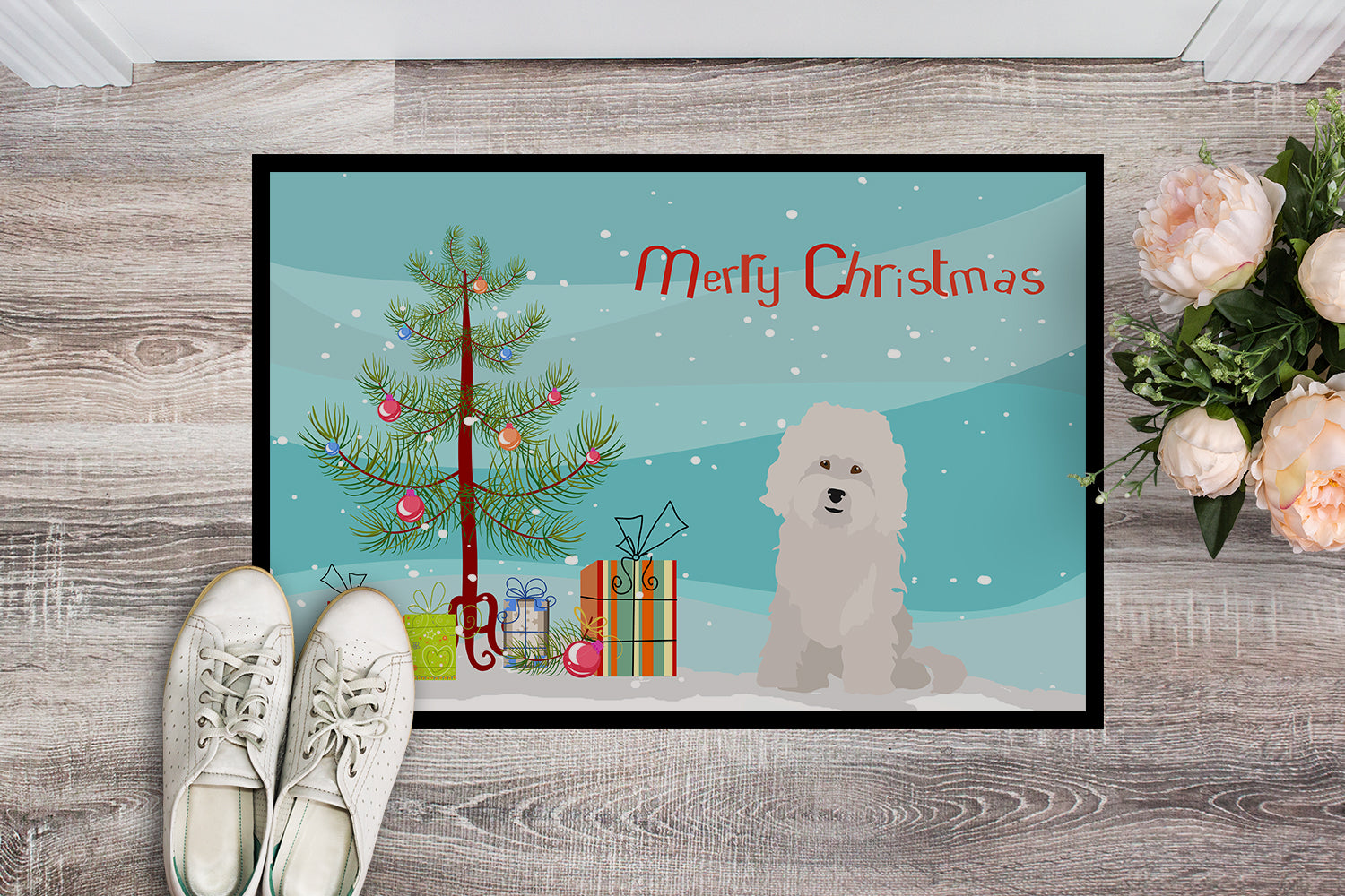 Caroline's Treasures Bolognese Christmas Tree Doormat - 24x36 Decorative Floor Mat – Indoor/Outdoor Rug with Artistic Flair CK3492JMAT