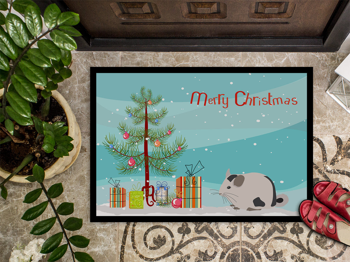 Caroline's Treasures Mosaic Chinchilla Merry Christmas Doormat - 24x36 Decorative Floor Mat – Indoor/Outdoor Rug with Artistic Flair CK4435JMAT