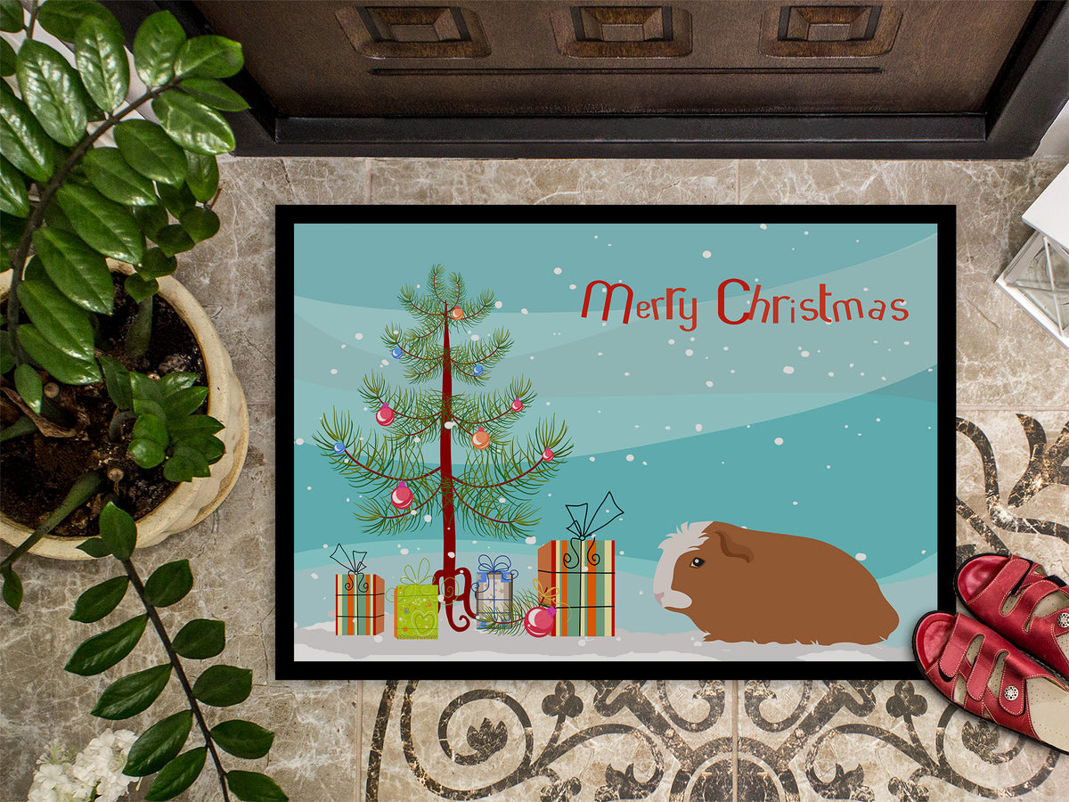 Caroline's Treasures Crested Guinea Pig Merry Christmas Doormat - 24x36 Decorative Floor Mat – Indoor/Outdoor Rug with Artistic Flair CK4440JMAT