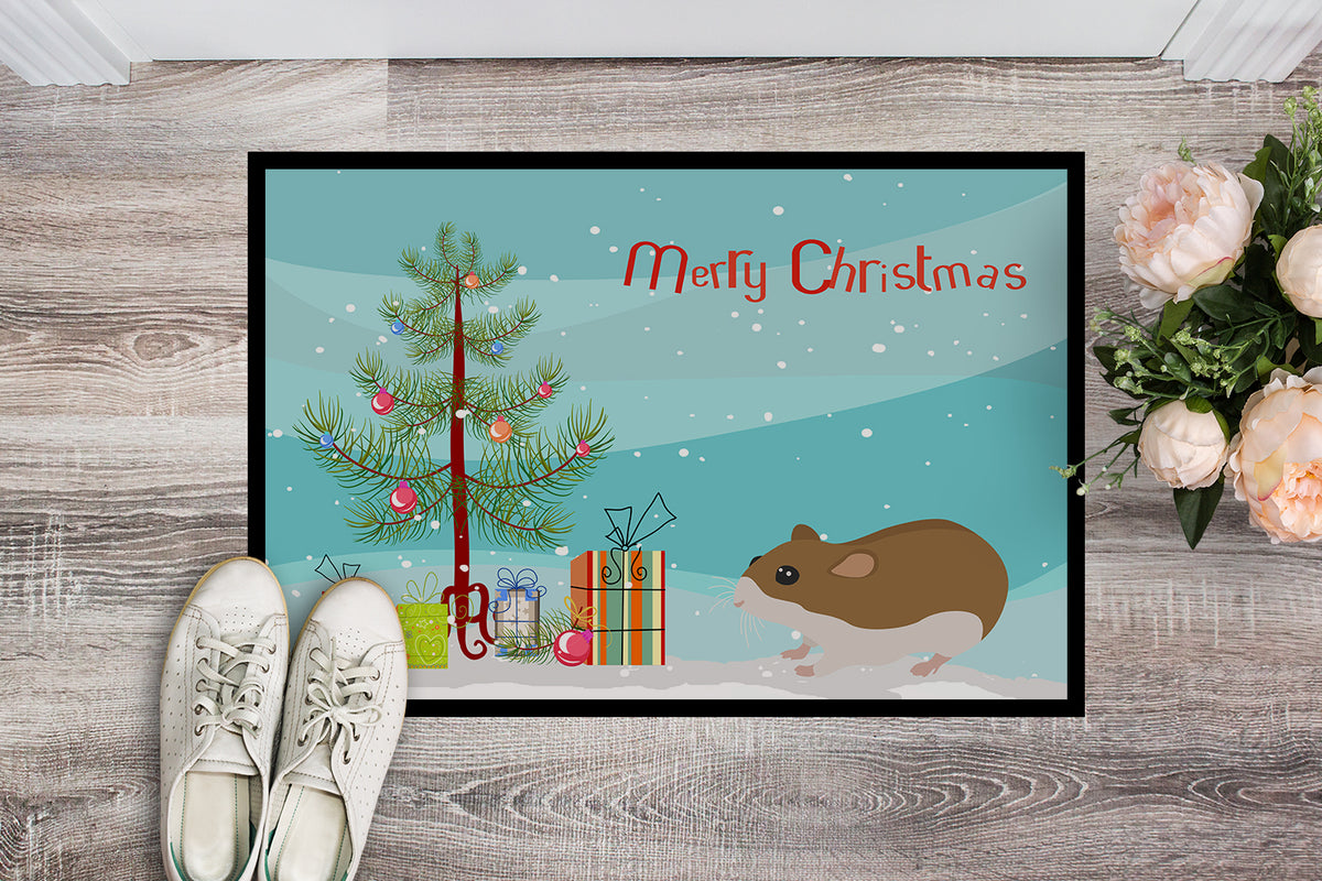 Caroline's Treasures Chinese Hamster Merry Christmas Doormat - 24x36 Decorative Floor Mat – Indoor/Outdoor Rug with Artistic Flair CK4450JMAT