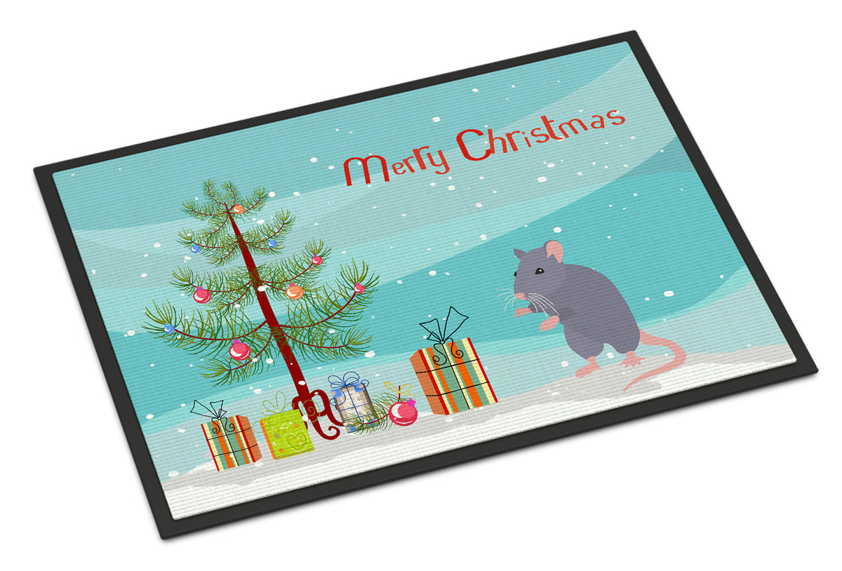 Caroline's Treasures Blue Rat Merry Christmas Doormat - 24x36 Decorative Floor Mat – Indoor/Outdoor Rug with Artistic Flair CK4469JMAT