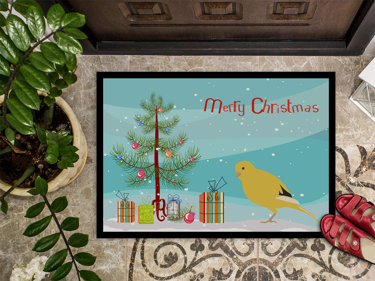 Caroline's Treasures Border Canary Merry Christmas Doormat - 24x36 Decorative Floor Mat – Indoor/Outdoor Rug with Artistic Flair CK4478JMAT