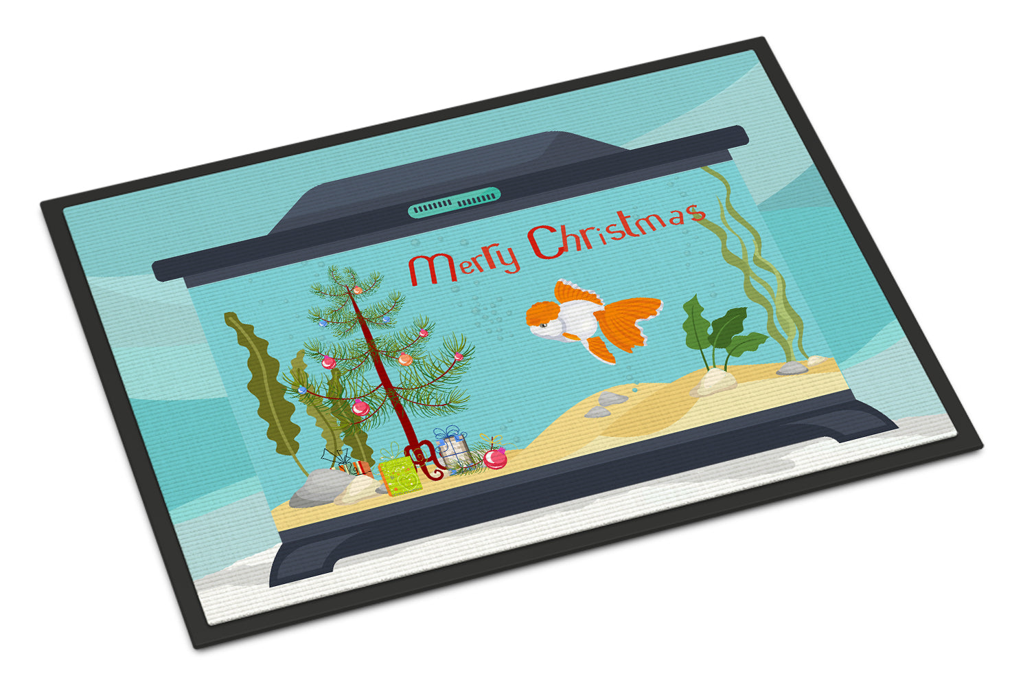 Caroline's Treasures Oranda Red Cap Goldfish Merry Christmas Doormat - 24x36 Decorative Floor Mat – Indoor/Outdoor Rug with Artistic Flair CK4514JMAT