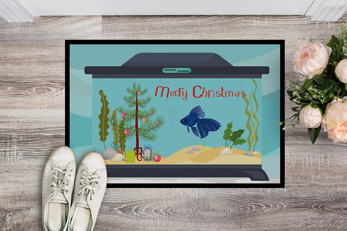 Caroline's Treasures Veiltail Goldfish Merry Christmas Doormat - 24x36 Decorative Floor Mat – Indoor/Outdoor Rug with Artistic Flair CK4520JMAT