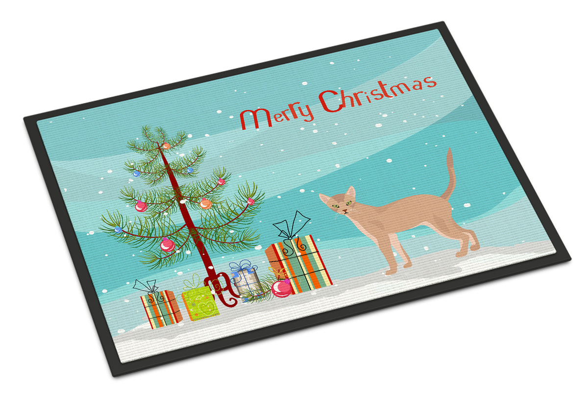 Caroline's Treasures Fawn Abyssinian Cat Merry Christmas Doormat - 24x36 Decorative Floor Mat – Indoor/Outdoor Rug with Artistic Flair CK4546JMAT