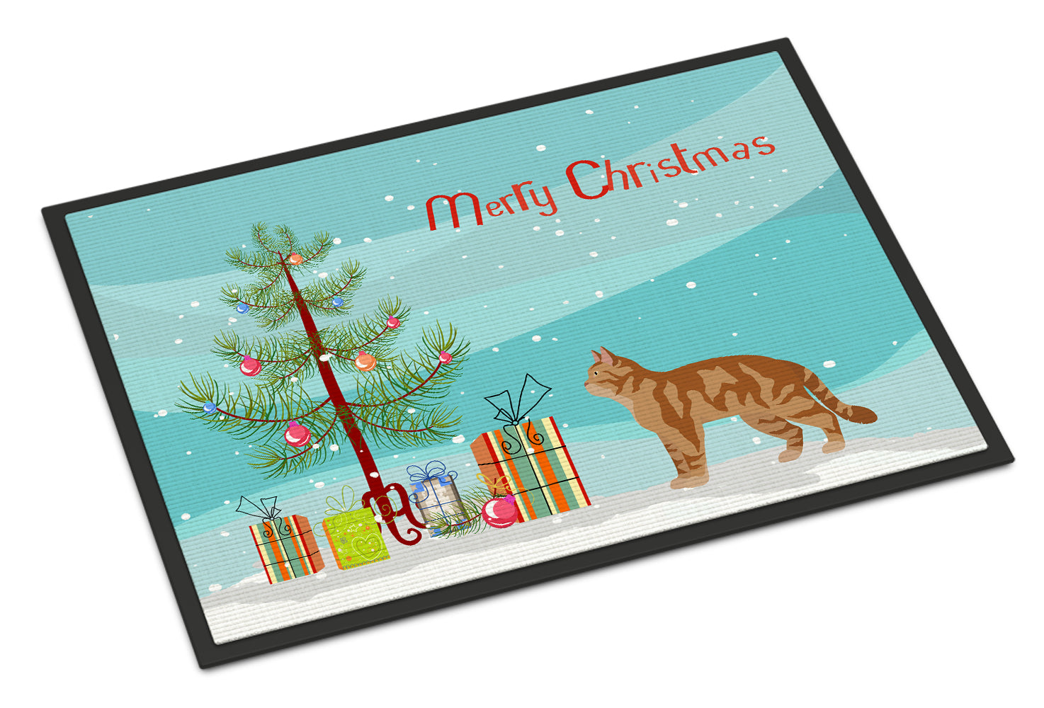 Caroline's Treasures American Wirehair #2 Cat Merry Christmas Doormat - 24x36 Decorative Floor Mat – Indoor/Outdoor Rug with Artistic Flair CK4557JMAT