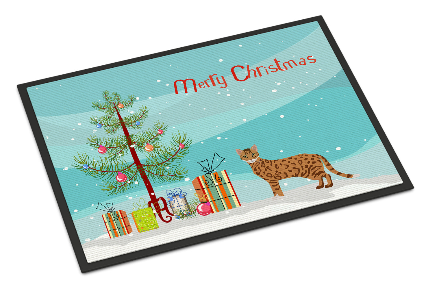 Caroline's Treasures Cheetoh #1 Cat Merry Christmas Doormat - 24x36 Decorative Floor Mat – Indoor/Outdoor Rug with Artistic Flair CK4586JMAT