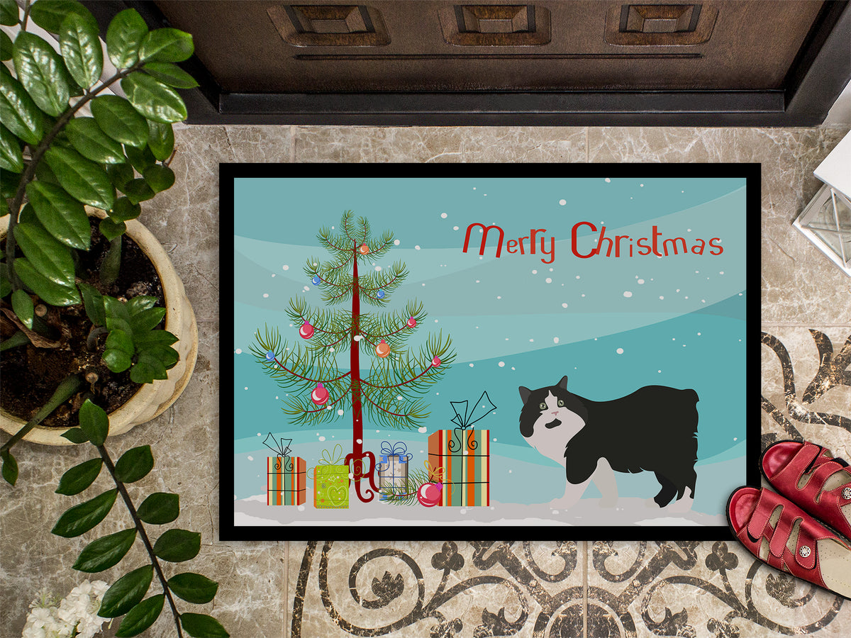 Caroline's Treasures Cymric Cat Merry Christmas Doormat - 24x36 Decorative Floor Mat – Indoor/Outdoor Rug with Artistic Flair CK4599JMAT