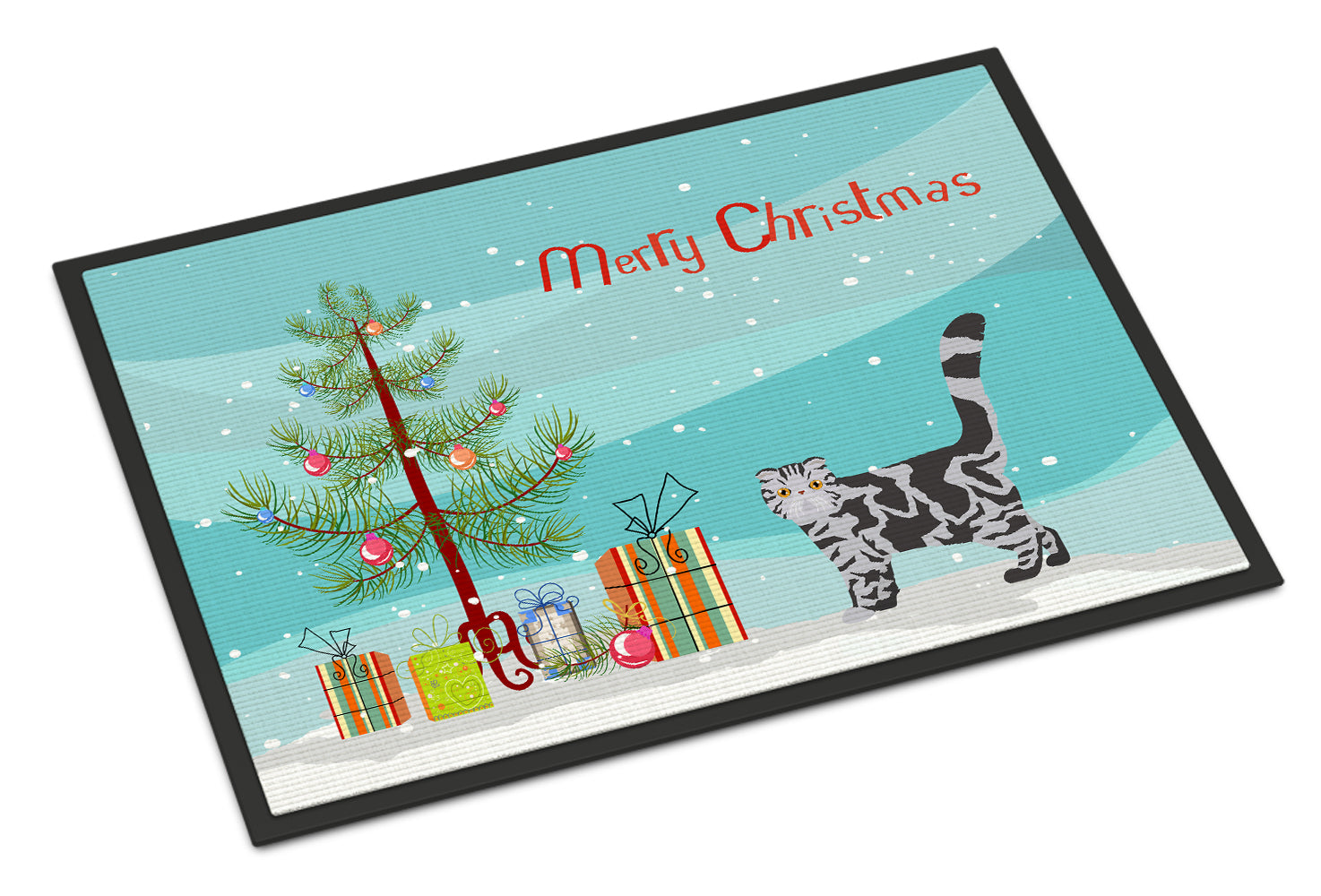 Caroline's Treasures Foldex Exotic Fold #1 Cat Merry Christmas Doormat - 24x36 Decorative Floor Mat – Indoor/Outdoor Rug with Artistic Flair CK4624JMAT