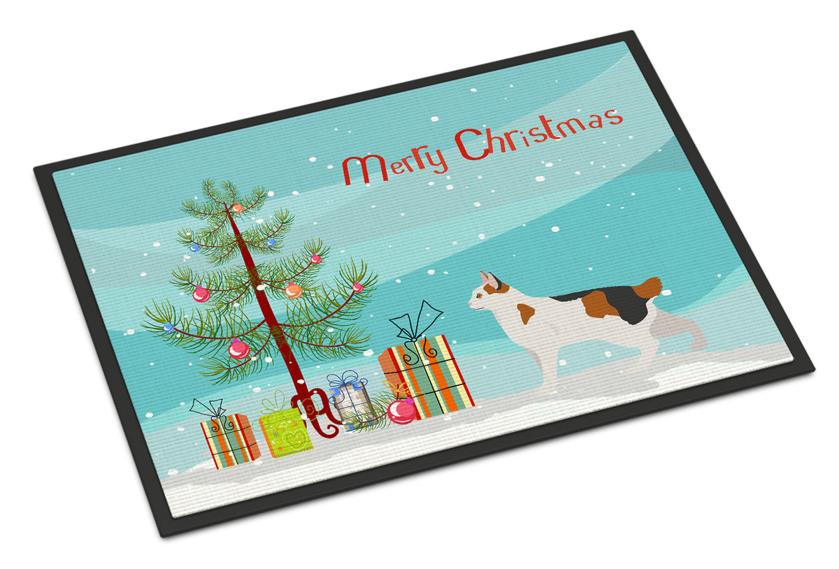 Caroline's Treasures Korean Bobtail Cat Merry Christmas Doormat - 24x36 Decorative Floor Mat – Indoor/Outdoor Rug with Artistic Flair CK4639JMAT