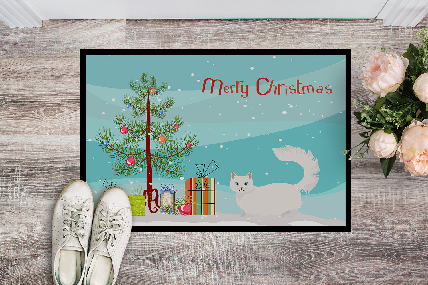 Caroline's Treasures Napoleon #1 Cat Merry Christmas Doormat - 24x36 Decorative Floor Mat – Indoor/Outdoor Rug with Artistic Flair CK4659JMAT