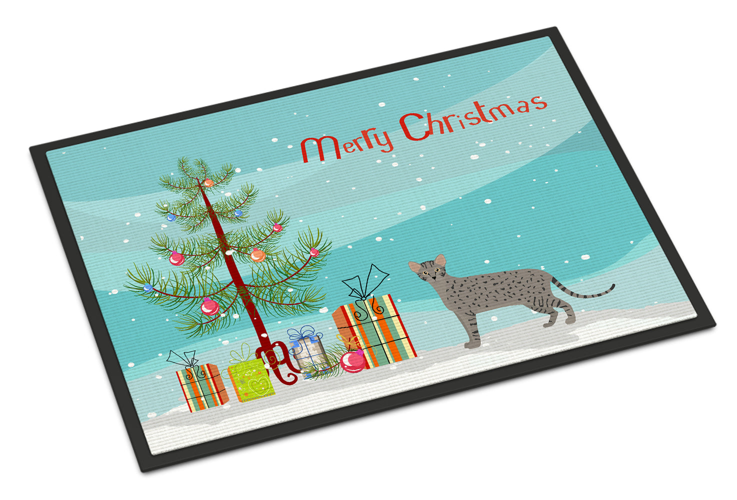 Caroline's Treasures Safari #1 Cat Merry Christmas Doormat - 24x36 Decorative Floor Mat – Indoor/Outdoor Rug with Artistic Flair CK4699JMAT