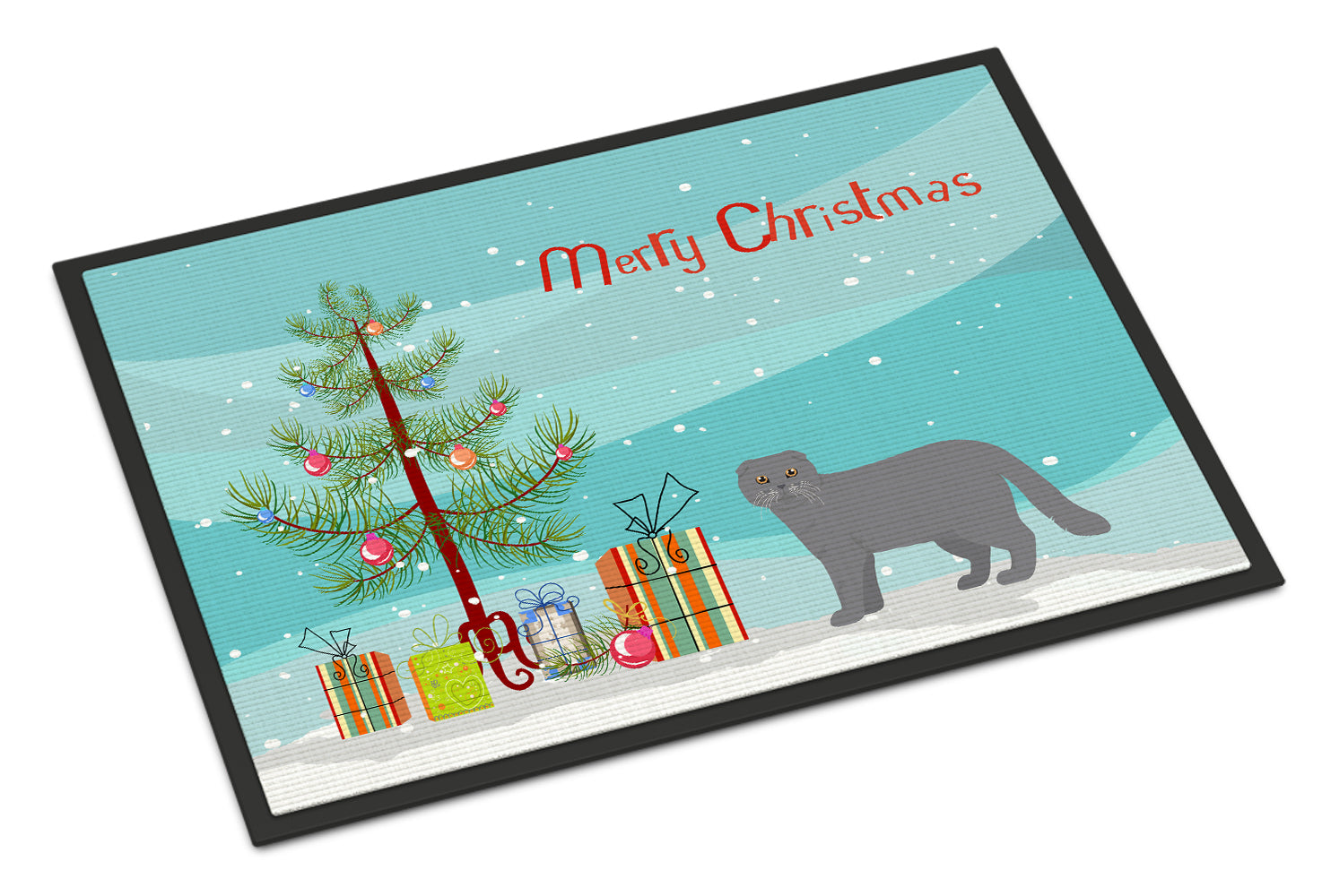 Caroline's Treasures Scottish Fold #1 Cat Merry Christmas Doormat - 24x36 Decorative Floor Mat – Indoor/Outdoor Rug with Artistic Flair CK4704JMAT