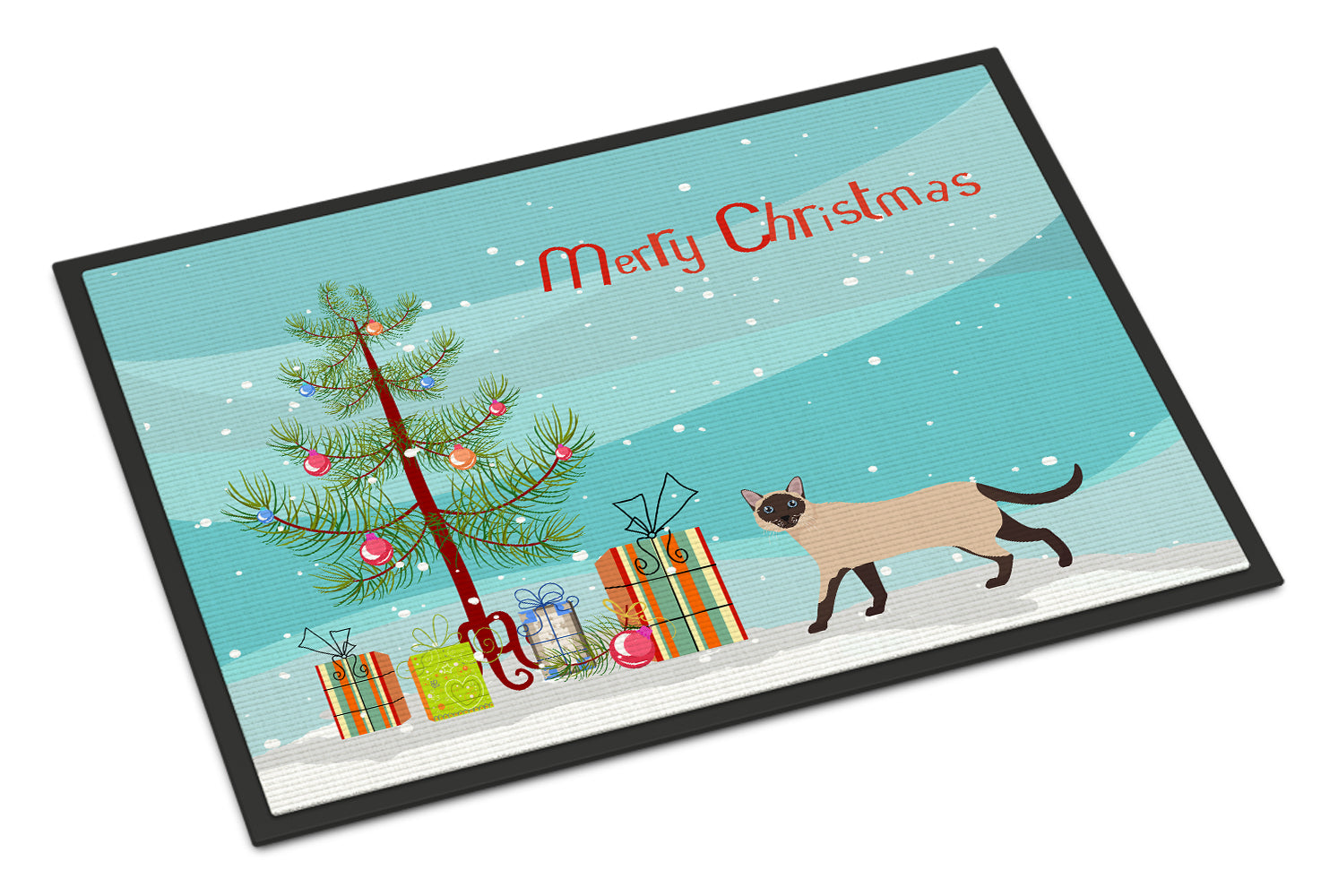 Caroline's Treasures Siamese Traditional #2 Cat Merry Christmas Doormat - 24x36 Decorative Floor Mat – Indoor/Outdoor Rug with Artistic Flair CK4713JMAT